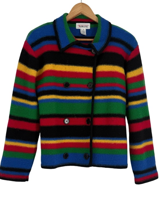 Talbots Sweaters - Vintage Talbots Womens Small Wool Striped Cardigan Sweater Rainbow button